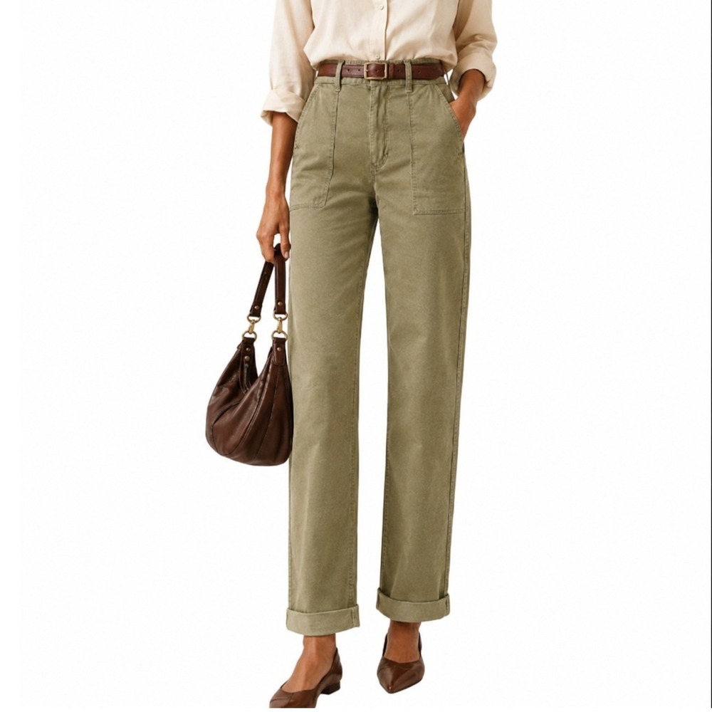 White House Black Market The Pret-A-Jet Olive Green Utility Pants High Rise Sz 4